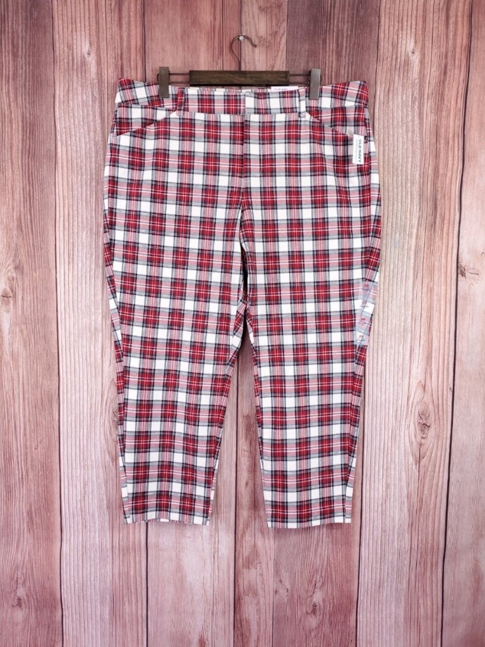 NWT Old Navy Womens Size 20 High Rise Pixie Skinny Ankle Pants Red Tartan Plaid